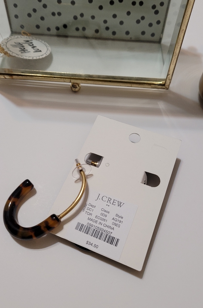 J Crew Tortoise metal hoop earrings - Picture 4 of 4